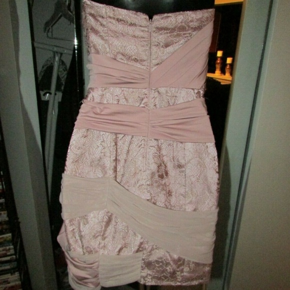 BEBE PINK LACK BANDAGE BODYCON WRAP DRESS SIZE XS - Picture 6 of 8